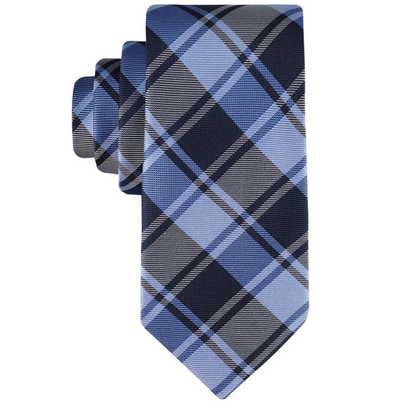 Tommy Hilfiger Men Toby Plaid Tie Navy/Blue - Picture 1 of 1
